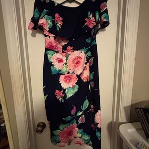 Premier Navy Floral Midi Dress